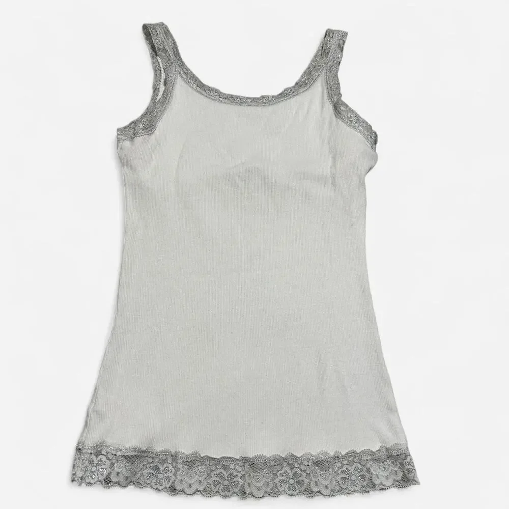 Justice white lace trim cami tank top
